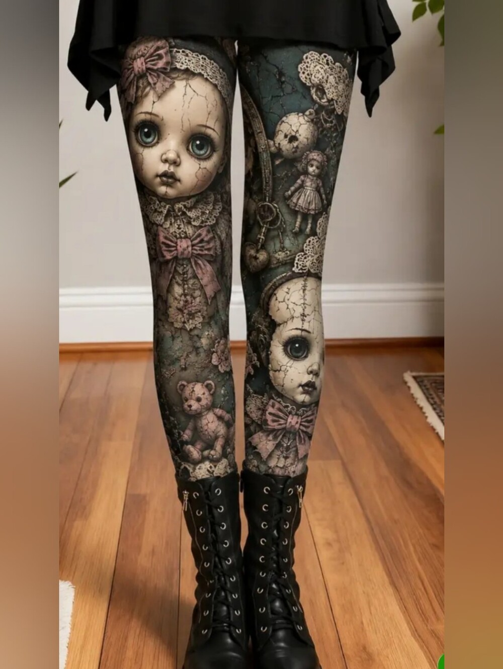 Vintage Doll Art Print Leggings